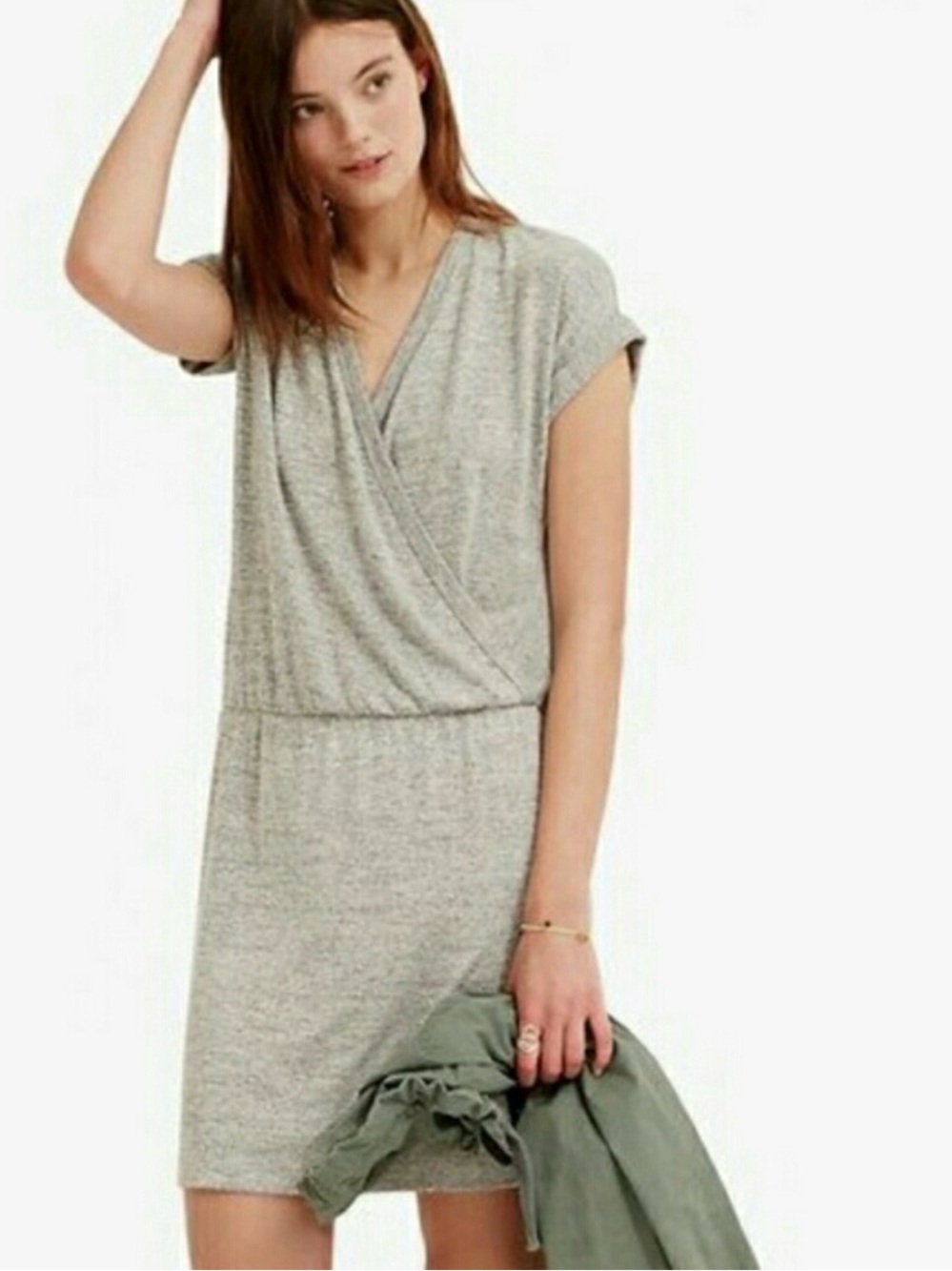 Lou & Grey Heather Gray Wrap-Style Mini Dress size Large
